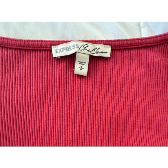 Women's Express Red Ribbed Short Sleeve Bodysuit S Y2K.  Valentine’s Day - Picture 8 of 8